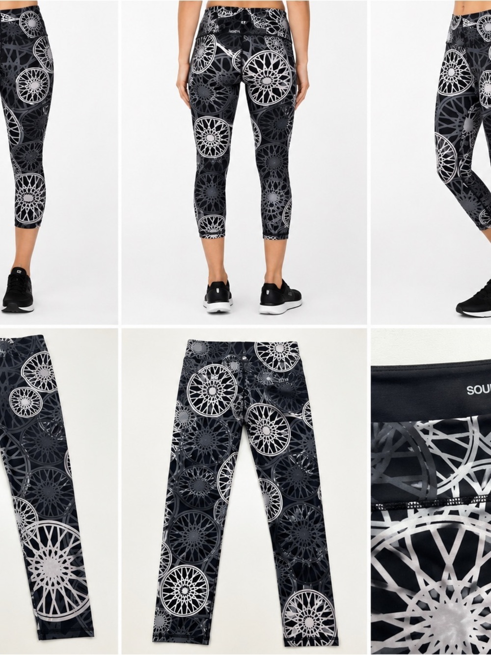 SoulCycle Geometric Print Crop Leggings Women’s Small Black Gray